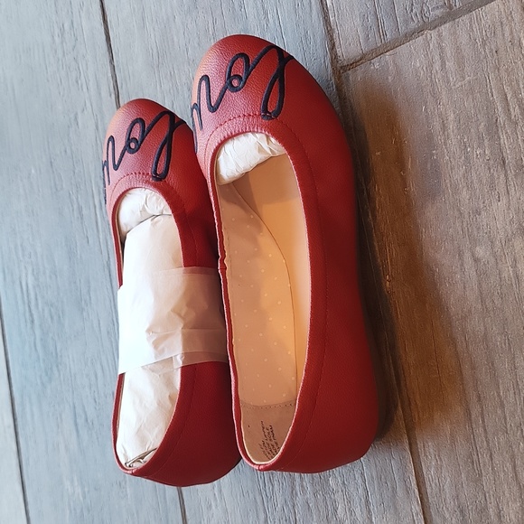 Salsa Red & Navy Blue Ballet Love Flats, Vegan Leather, Ellen Degeneres - Picture 4 of 7